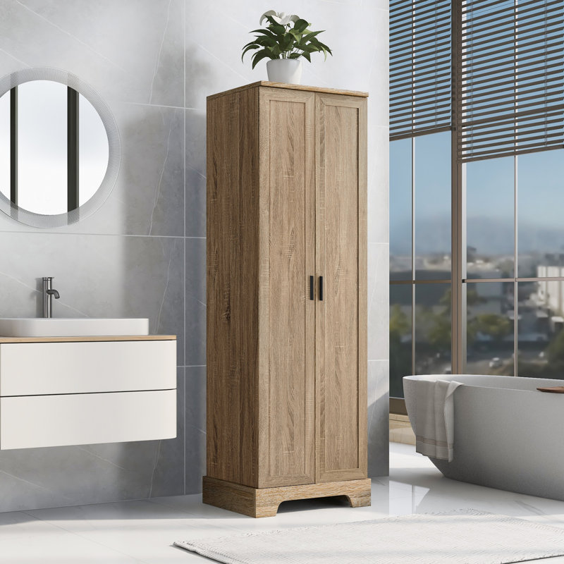 Storage Cabinet With Two Doors - Adjustable Shelf, Mdf Board, Brown, For Bathroom & Office - Bathroom Office Storage Furniture