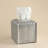 Square Tissue Box Cover - Aesthetic Desk Decor For Room, Home & Office - Tissues Cube Boxes Holder - Lattice Textured, Silver