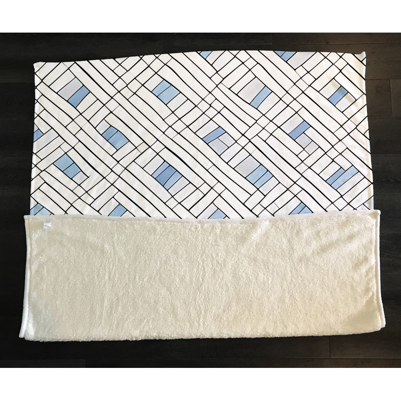 Throw Blanket, 51" W x 60" L, Striped/Abstract, Blue/Black/White