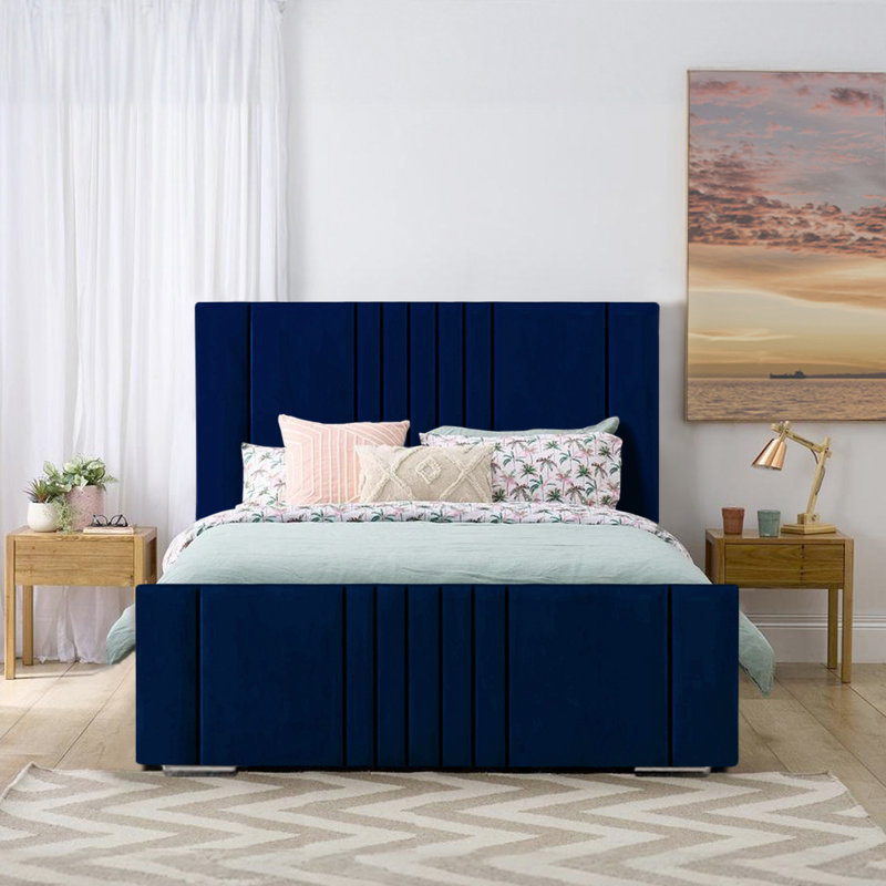 Agaro Upholstered Bed, Marine, Single (3')