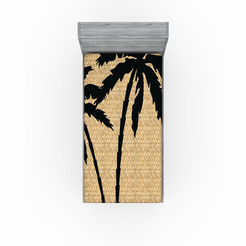 Drap-housse Ambesonne, paquet de 2, Drap-housse de taille simple, Brun pâle / bois noir / déclin