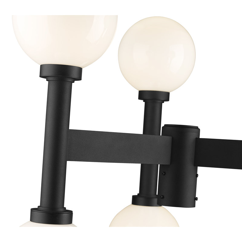 Tête de lanterne noire 6 lumières, Givré, H 27 po x l 30 po x P 30 po