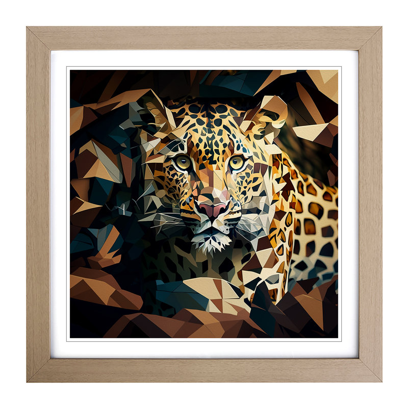 Leopard Cubism - Framed Print, Oak