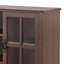 Élégante armoire en noyer avec portes en verre, 2 tiroirs et un grand espace de rangement-803453949