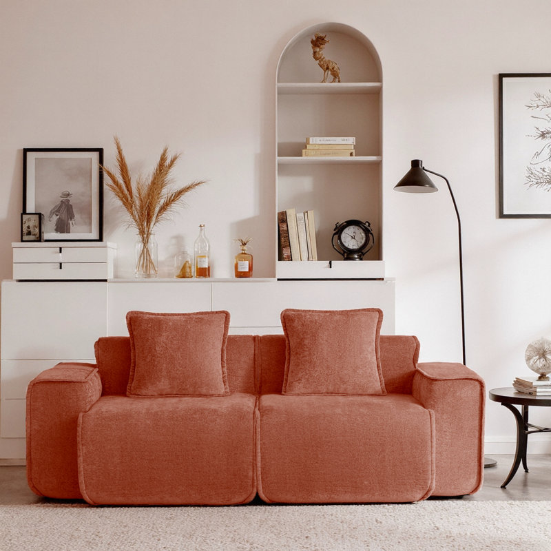 Canapé modulaire en velours Cloud Comfort, Rouge
