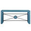 Console rétro en bois de style campagnard, structure en métal angulaire, bleu antique, parfaite pour le vestibule ou derrière le canapé