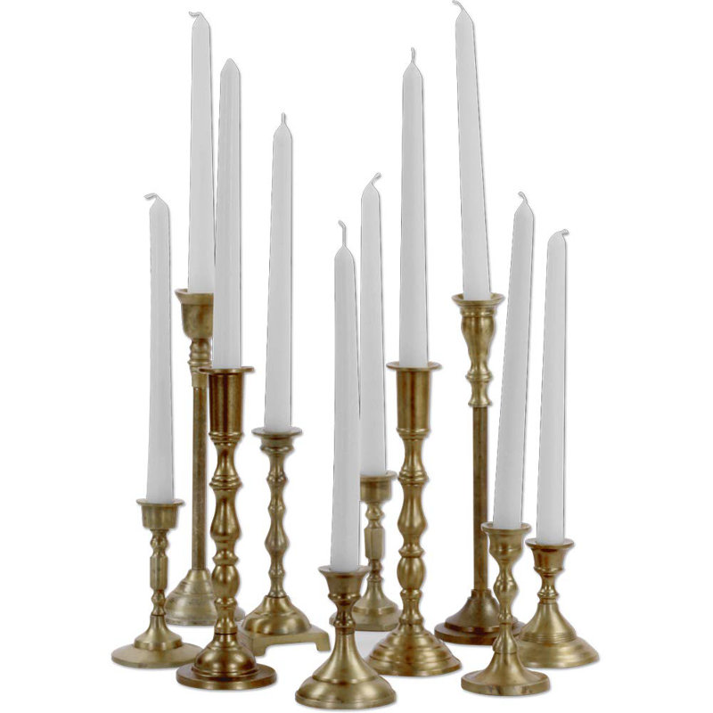 11'' H Metal Tabletop Candlestick, Brass