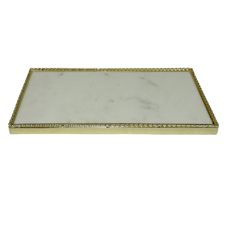 Rectangular Serving Tray With Marble Base – Modern Minimalist Display Tray For Kitchen, Dining & Home Décor