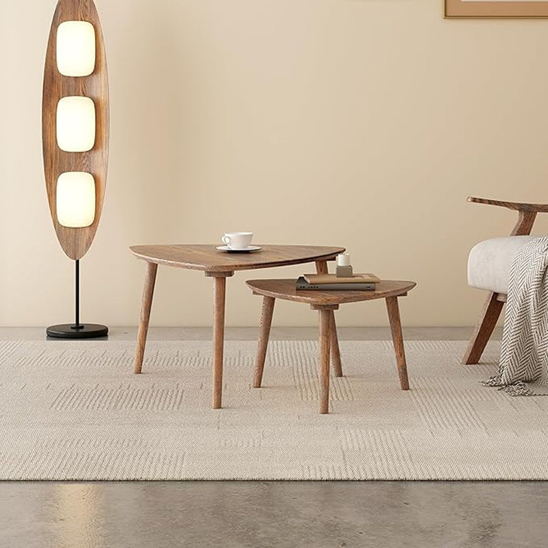 Red Oak Nesting Triangle End Table,Set Of 2 Coffee T...