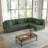 Seemab 4 - Piece Upholstered Green Corduroy Modular Sectional with Pillow Back and Solid Wood Legs-1130684595