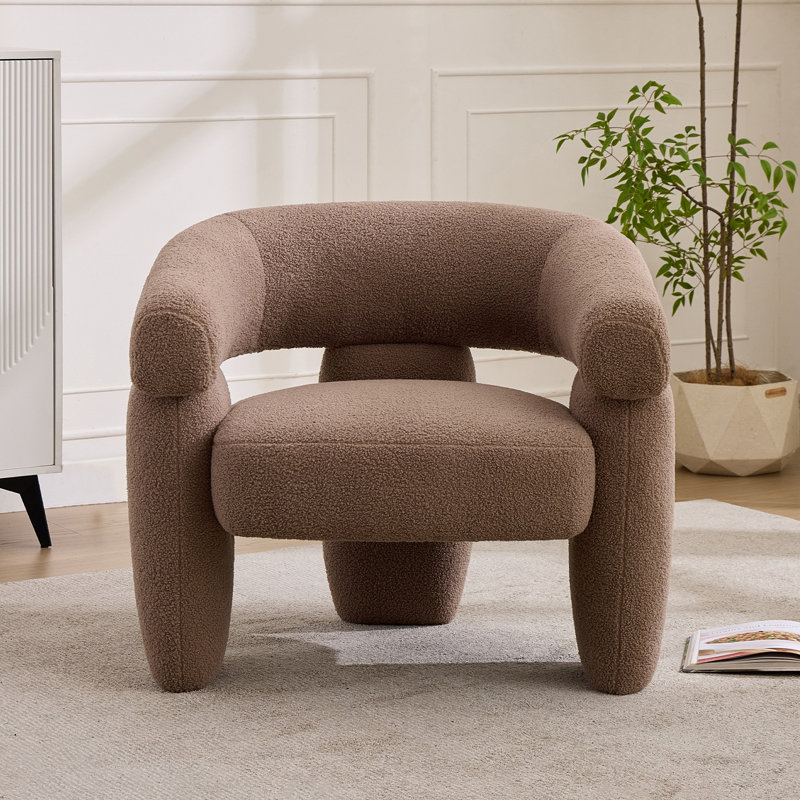 34.6'' Wide Modern Upholstered Accent Armchair, Brown