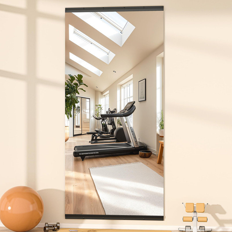 Miroir pleine grandeur en verre trempé de qualité supérieure - Miroir mural rectangulaire surdimensionné pour salle de sport et studio de danse