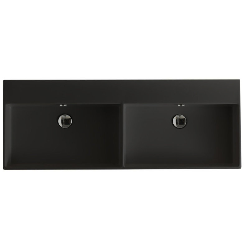 Unlimited 47.2'' L Bathroom Sink, No Hole, Matte Black