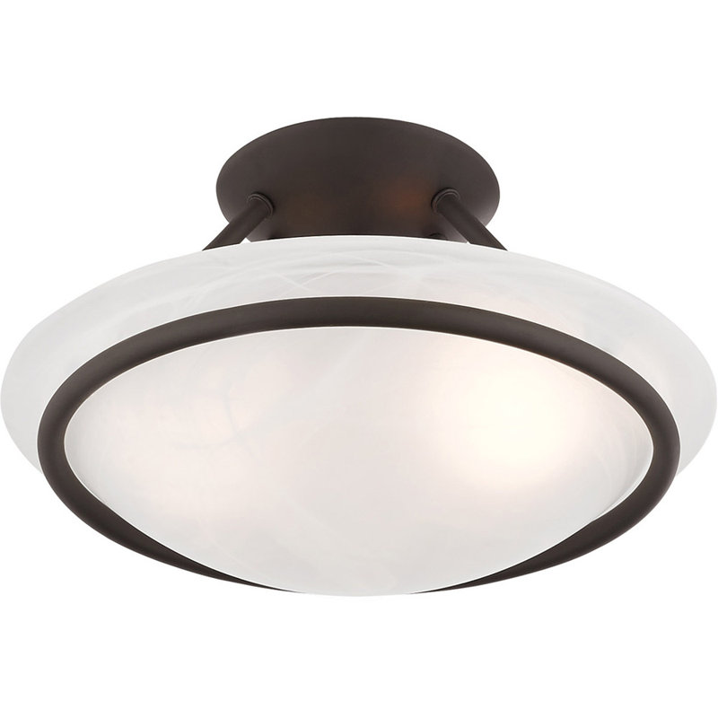 Glass Flush Mount, Bronze