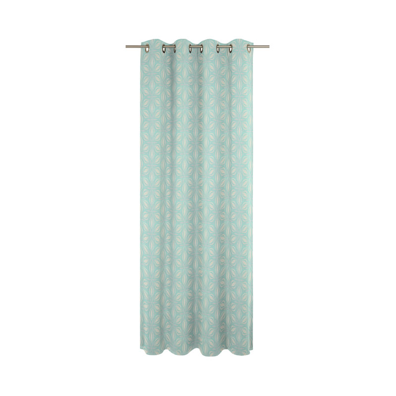 Dellview Retro Floret Eyelet Opaque Curtains, 145 W x 225 D cm, Turquoise/Beige
