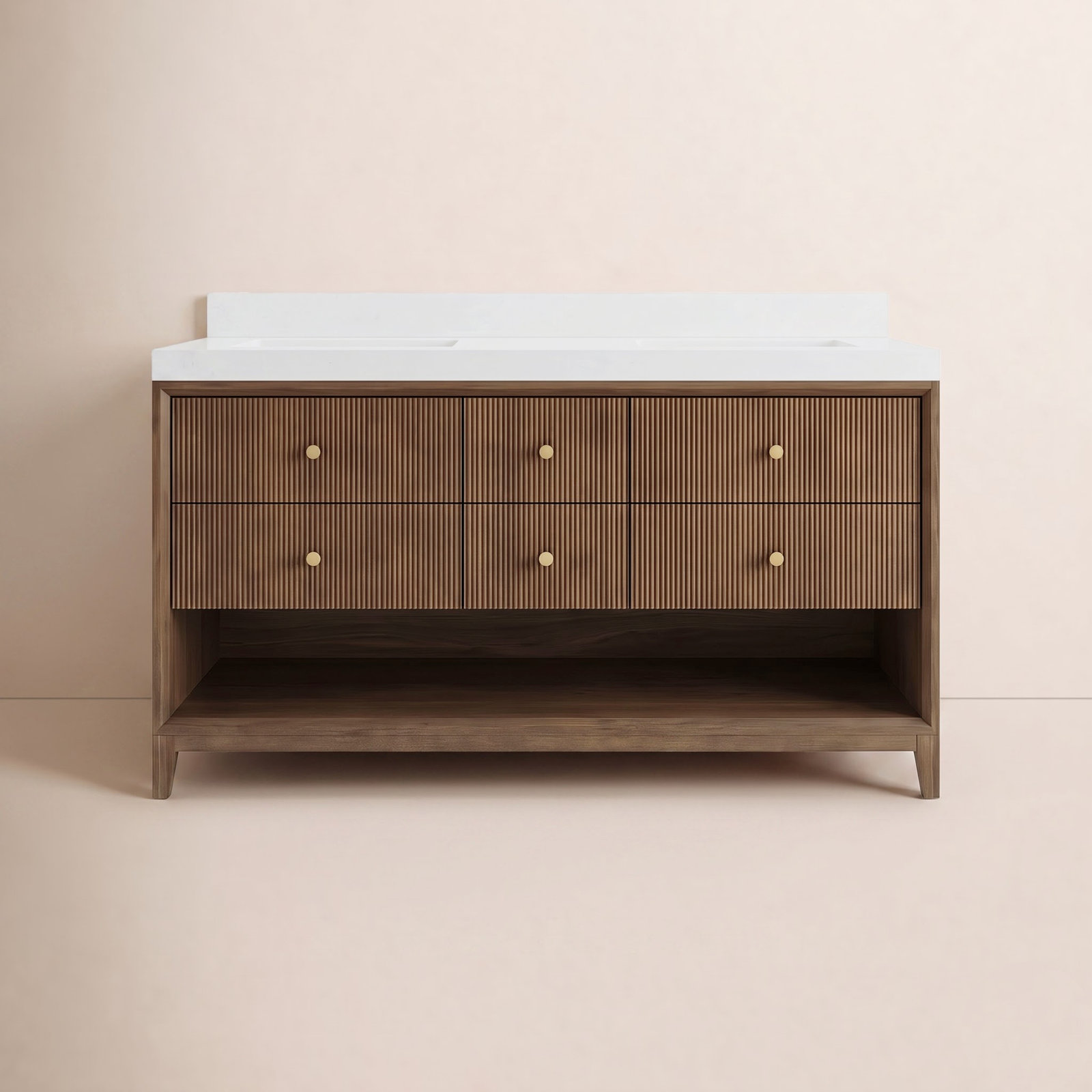 Momo Oak Single Bathroom Vanity, 60", Chestnut Oak