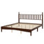 Lit très grand avec tête de lit en forme de gourde, style rétro, bois de noyer, sans sommier, stable et bruit - plateforme à lattes, bois