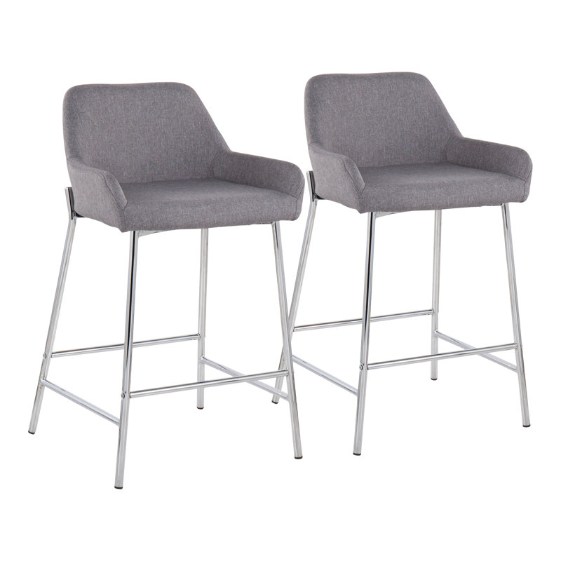 Tabouret 30 ", Tabouret de comptoir (siège d'une hauteur de 24,5, Chrome, Mélange de polyester gris anthracite
