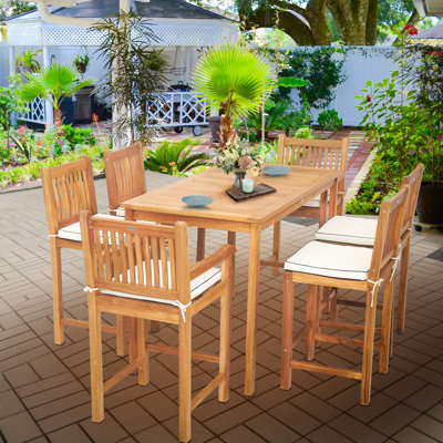 Ensemble bistro rectangulaire en teck de 63 po pour 6 personnes
