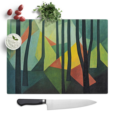 A Bold Abstract Forest  Glass Chopping Board