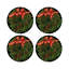 Christmas Wreath Tartan Green Vegan Leather Round Coasters-641020858