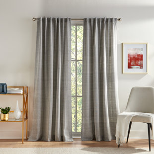 Herringbone Backtab Light Filtering Dark Grey Curtain Panel Pair (Set of 2)