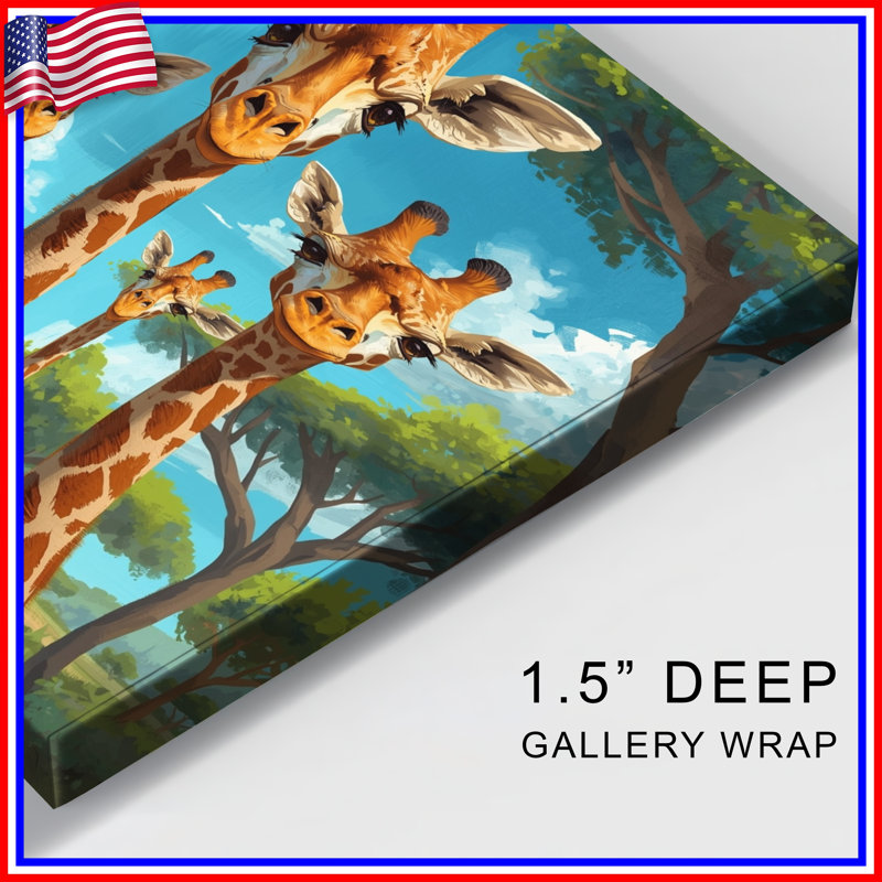 Ensemble de toiles tendues Group of Giraffes, 16 x 16 pouces