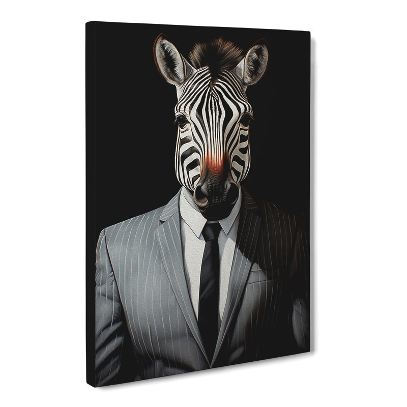 Zebra In A Suit No.3 - No Frame Print, 50cm H x 35cm W x 3cm D
