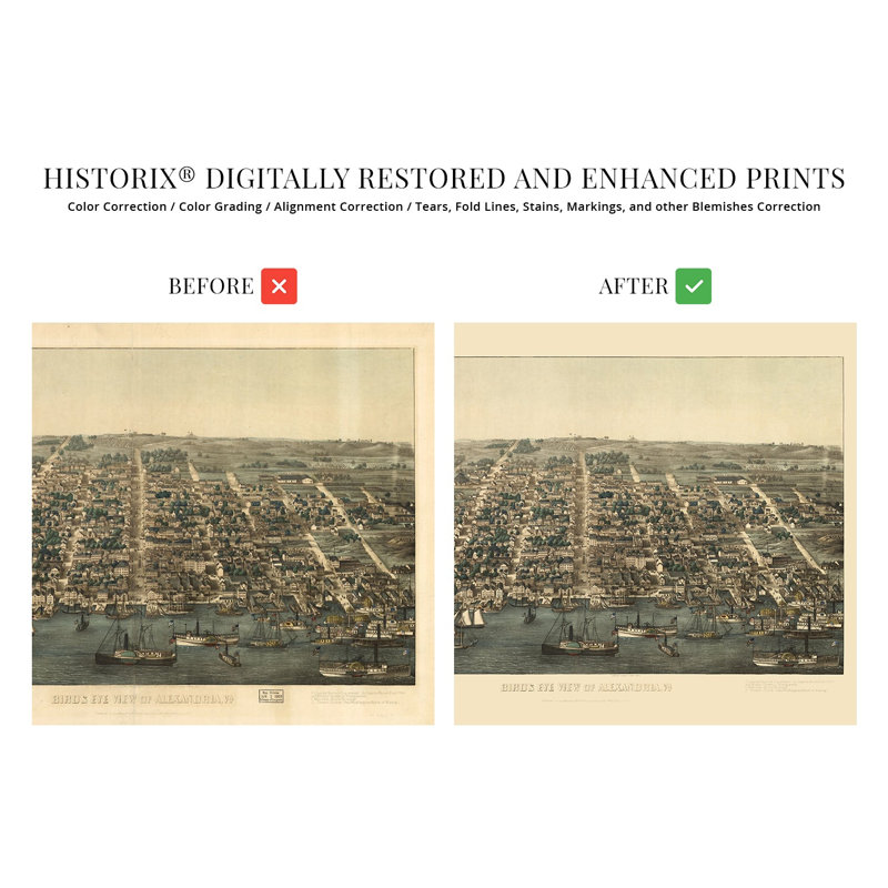 1863, Alexandria, Virginie, carte, affiche sur papier, H 18 po x l 24 po x P 0,01 po