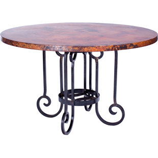 Curled Round Metal Base Dining Table