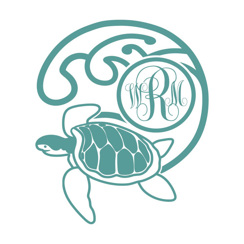 Décalcomanie murale chambre monogramme tortue, Turquoise, Oui