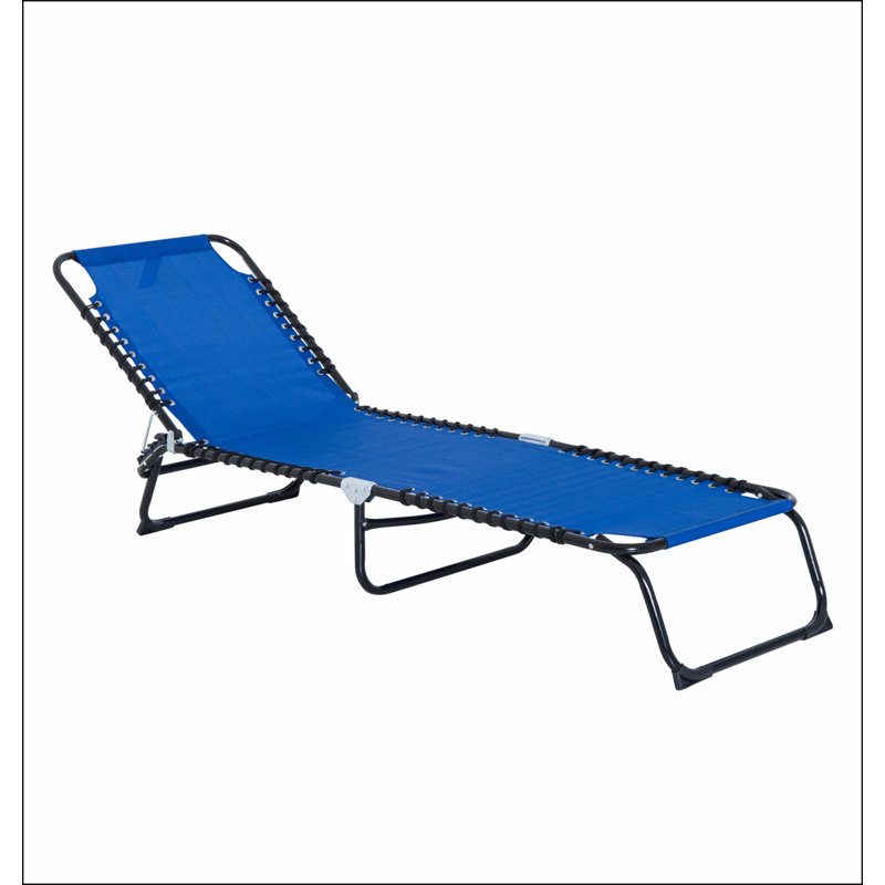 Folding Chaise Lounge Pool Chair, Patio Sun Tanning Chair, Outdoor Lounge Chair with 4-Position Reclining Back, Breathable Mesh Seat for Beach, Yard, Patio