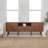Damien 70" Mid-Century Fluted Walnut TV Stand for TVs up to 75", Wood Entertainment Center Media Console with Soft-Close Doors & Drawer-679962337