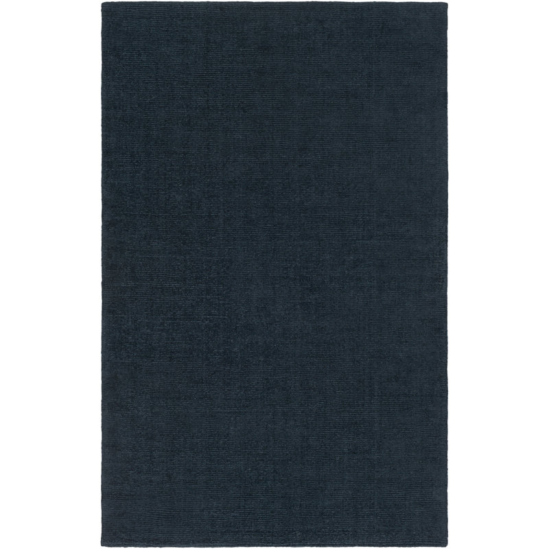 Tapis bleu foncé en laine Crowe, Rectangle 6 pi x 9 pi