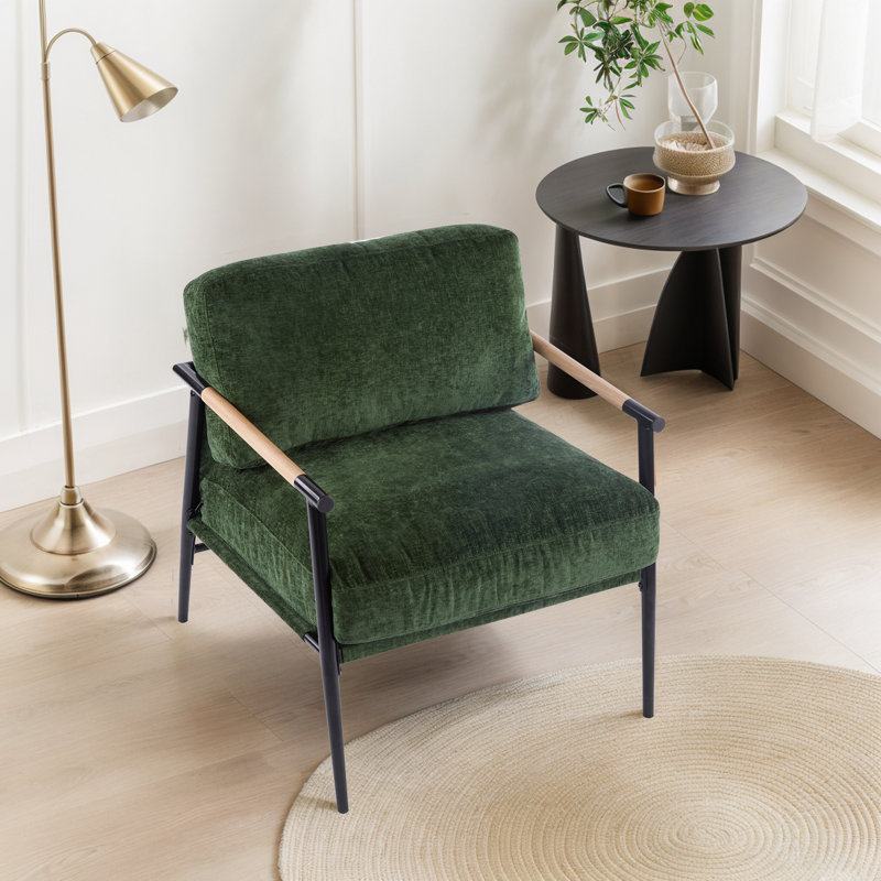 Sabatio Accent Chair Cozy Chair Living Room Chair Bedroom Chair Reading Chair Upholstered Chair, Polyester, Black
