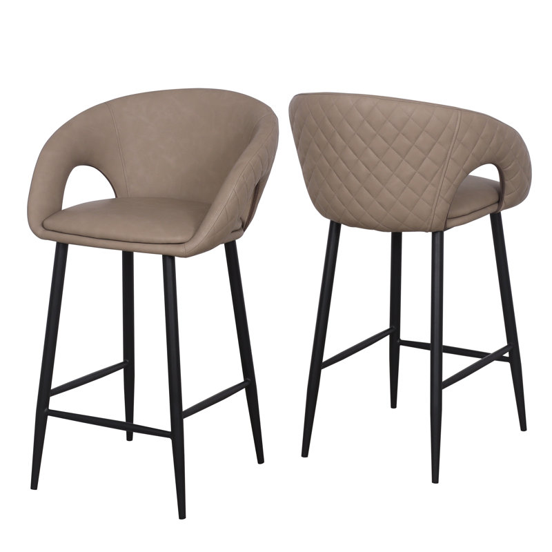 Tabouret de comptoir avec siège en polyuréthane et pieds en métal noir