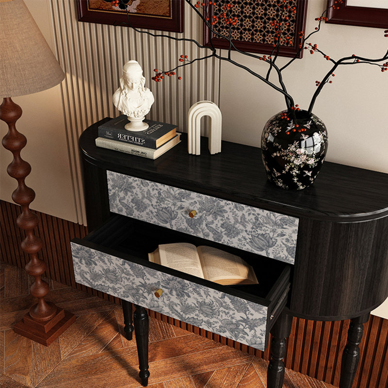 Console rétro avec 2 tiroirs, H 35,43 po x l 39,37 po x P 11,81 po