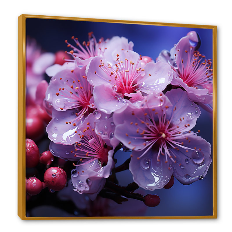 Lilas roses photo harmonie IV, Cadre flottant doré, H 24 po x l 24 po