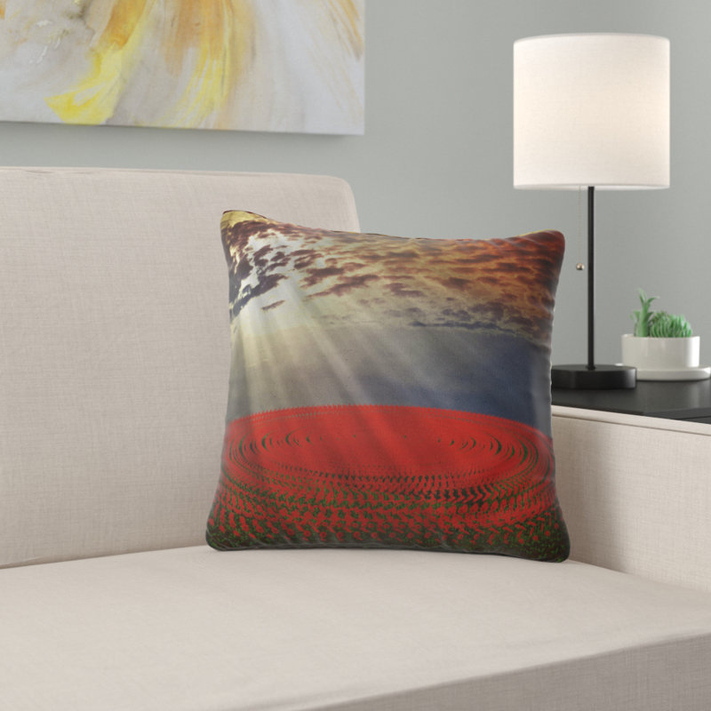 Magnifiques champs de fleurs cerclés - coussin à imprimé floral, 16 po x 1 po, Coussin décoratif
