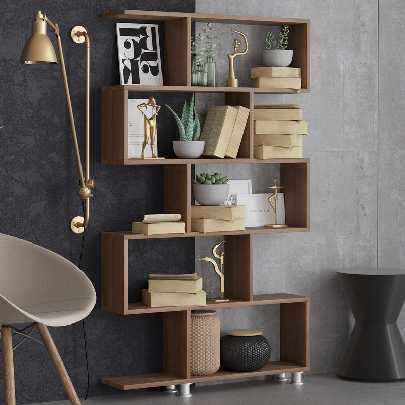 Delton Geometric Bookcase, Walnut
