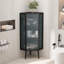 Armoire de plancher à trois niveaux avec portes en verre trempé et tablettes de rangement pour la salle de bain, le salon et la chambre à coucher-338622741