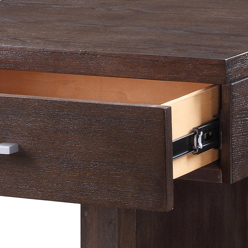 Table de bout en bois en noyer avec tiroir et tablette de rangement supplémentaire 1 divisée pour l'organisation