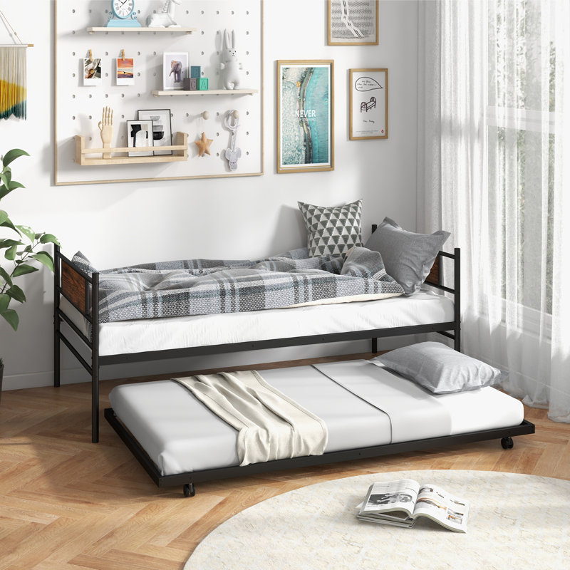 Loami Iron Daybed with Mattress with Trundle Bed