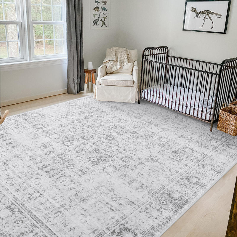 Grand Persian Bloom Plush Area Rug – Elegant Floral Accent with Non-Slip Base, Rectangle 9' x 12'