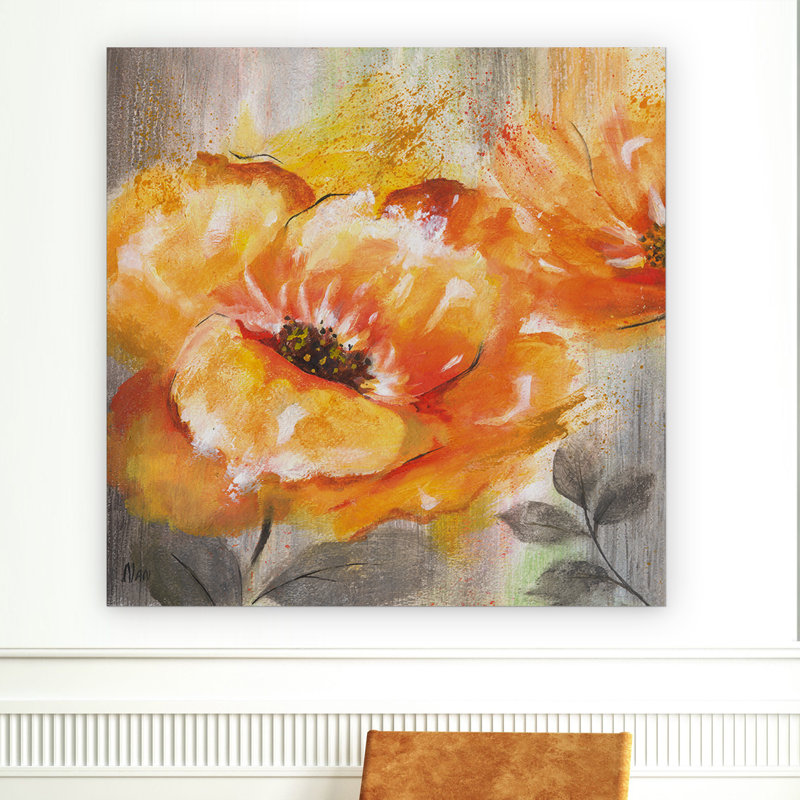 « orange broyage i »-reproduction d’huile sur toile tendue, H 40 po x l 40 po x P 1,5 po