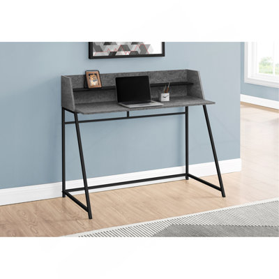 Computer Desk, Home Office, Laptop, Storage Shelves, 48"L, Work, Grey Stone Look Laminate, Black Metal, Contemporary, Modern