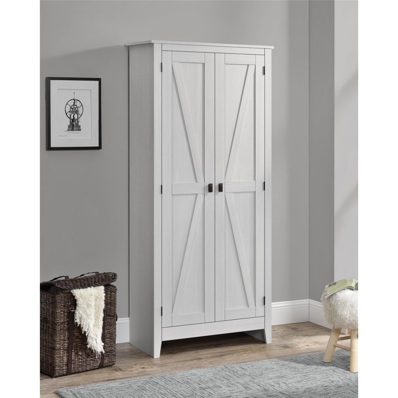 Armoire de rangement à 4 tablettes A Advik, Ivoire pin