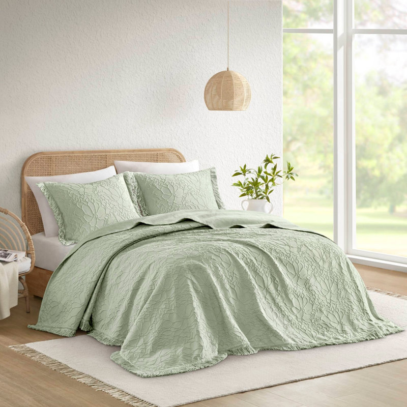 3PCS King Bedspread Set, King Sheet Set + 2 Additional Pieces, Sage