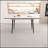 47 to 63 Inch Expandable MDF Dining Table with White Marble Pattern and Tapered Black Metal Legs, Modern Industrial Design
