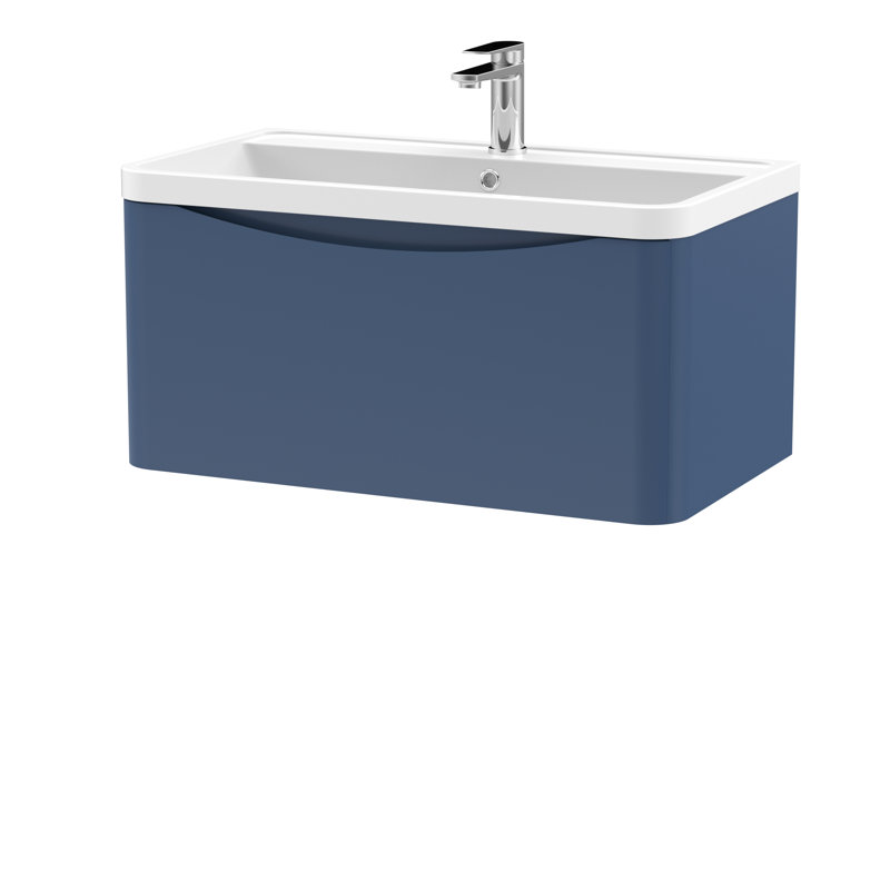 Lunar 800mm Single Bathroom Vanity with Integrated Polymarble Basin, Satin Green